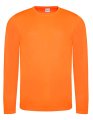 Heren Sportshirt Lange Mouw AWDis JC002 electric oranje